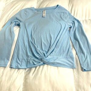 Yogalicious Twist Tie Girls Yoga Athletic Top - EUC Baby Blue